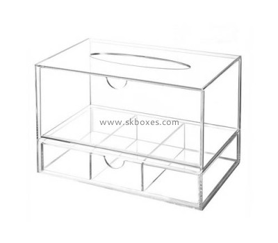 Hot selling acrylic tissue box  clear plastic box plastic storage box with dividers BTB-098