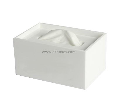 Wholesale acrylic plastic tissue box white acrylic box tissue paper box  BTB-114