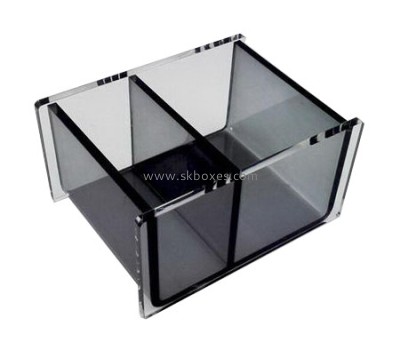Wholesale acrylic box plastic tissue box clear plastic storage box with dividers BTB-118