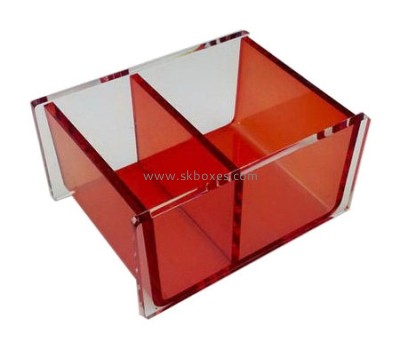 Hot sale acrylic box tissue paper box design clear plastic storage box with dividers BTB-134