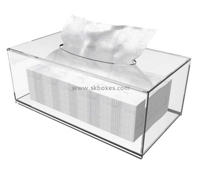 Custom design acrylic display box clear plastic tissue box large storage box BTB-144