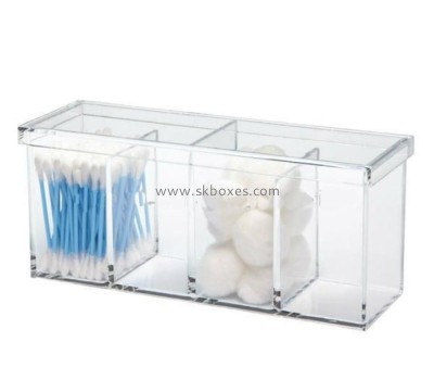 Plexiglass manufacturer custom acrylic cottom swab box lucite cotton ball organizer BTB-159