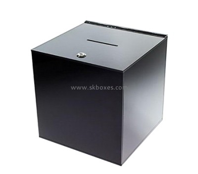 China acrylic ballot box suppliers customized acrylic black ballot box collection box BBS-039