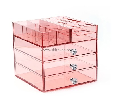 Lucite boxes supplier custom acrylic cosmetic organiser drawer box BMB-206