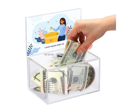 Acrylic box manufacturer custom plexiglass donation box lucite fundraising box BDB-278