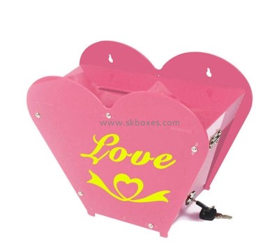 Plexiglass box manufacturer custom acrylic charity box heart shape donation box BDB-280
