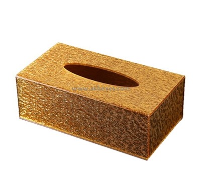 Custom acrylic facial tissue box plexiglass golden tissue box BTB-214