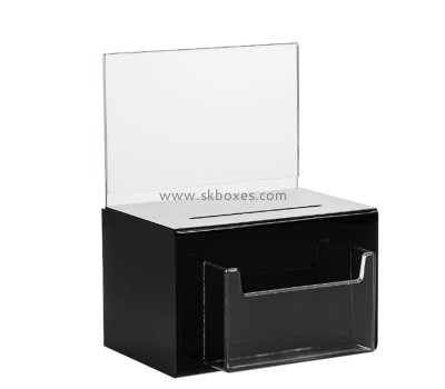 Plexiglass box manufacturer custom acrylic suggestion box with brochure and sign holder BBS-765
