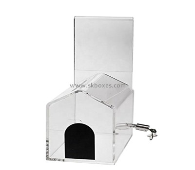 Perspex boxes supplier custom acrylic suggestion box with lock and sign holder BBS-775