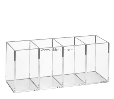 Plexiglass products manufacturer custom acrylic makeup brushes pen holder 4 compartments BMB-217