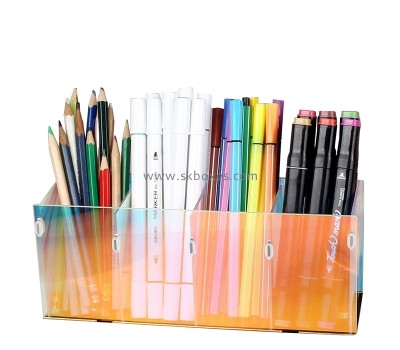 Perspex display supplier custom rainbow acrylic pen holder for desk BSC-115
