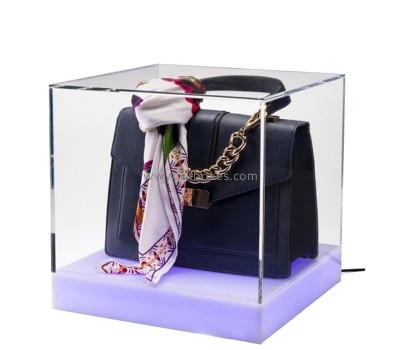 China perspex supplier custom acrylic LED handbag display case BLD-059
