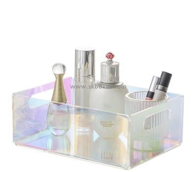 Perspex products manufacturer custom iridescent acrylic organizer box with handles BMB-229