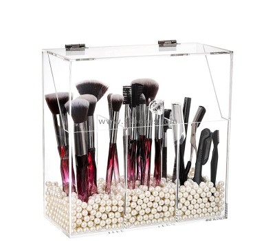 Perspex products supplier custom acrylic makeup brush holder with dustproof lid BMB-230