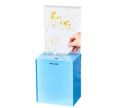 China perspex supplier custom acrylic fundraising box with sign plate BDB-304
