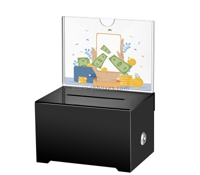 China perspex manufacturer custom acrylic donation box with sign plate BDB-305