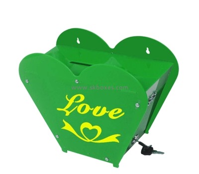 China acrylic manufacturer custom plexiglass wall heart shape donation box BDB-308