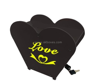 China acrylic supplier custom plexiglass heart shape charity box BDB-307