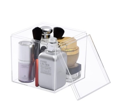 Custom clear acrylic makeup items storage box with lid BMB-237