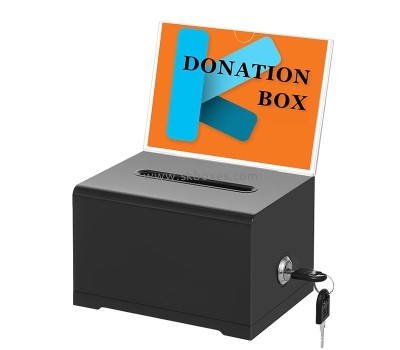 Custom acrylic donation box with slot and key lock BDB-317