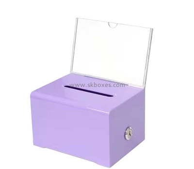 Custom acrylic ballot collection box with sign holder BBS-806