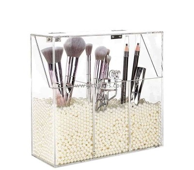 Custom acrylic 3 compartments makeup brushes storage box BMB-246