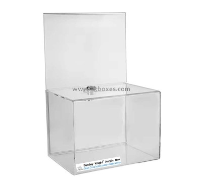 Custom acrylic charity collection box with sign slot BDB-323
