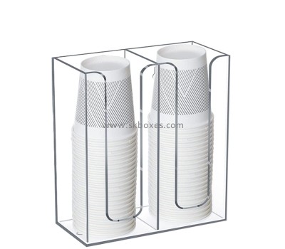 Custom acrylic 2 compartments coffee cup and lid dispenser BFD-072