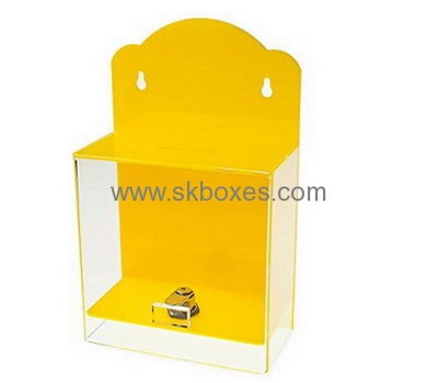 Customized yellow acrylic money collection boxes for charity BBS-326