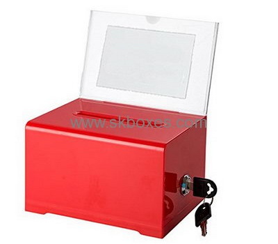 Bespoke red acrylic donation collection boxes BBS-403