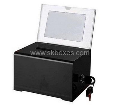 Bespoke black acrylic donation box BBS-410