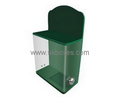 Customize green acrylic donation box BDB-158