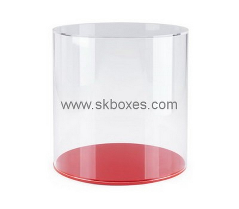 Custom round acrylic box with red base BDC-1980