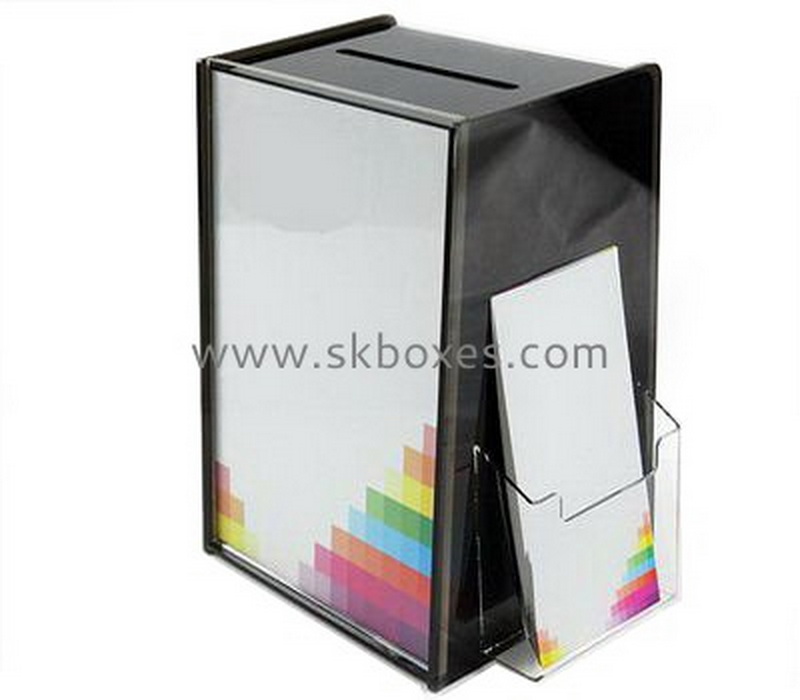 Bespoke acrylic ballot box with sign holder BBS-551