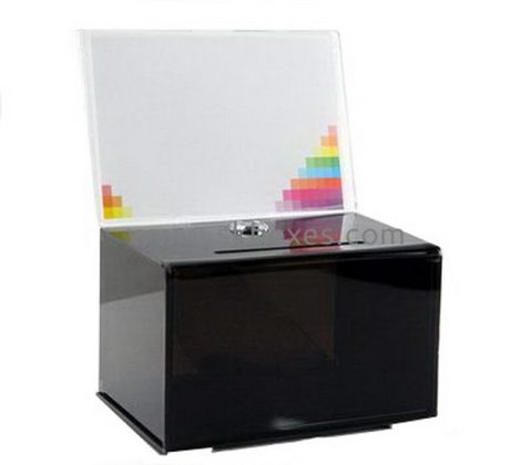 Bespoke black acrylic secure donation box BBS-513