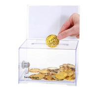 Wholesale custom acrylic donation box with lock and sign BDB-350 Wholesale custom acrylic donation box with lock and sign