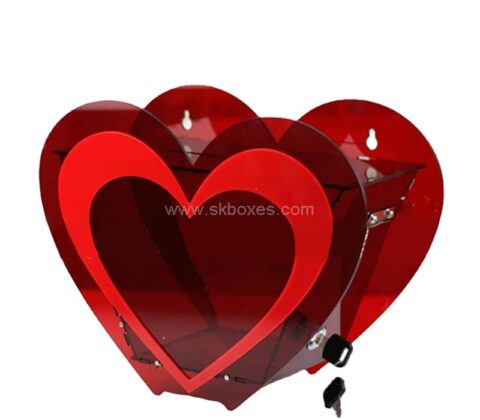 Wholesale custom acrylic heart shape charity box