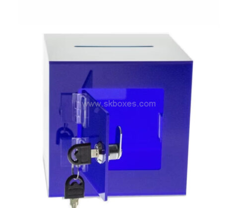 Custom acrylic donation box with open door and lock