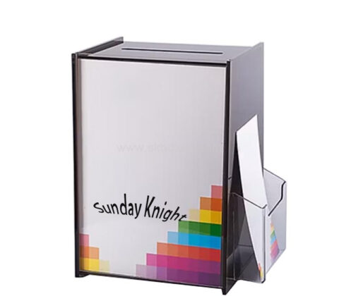 Custom acrylic charity box with AD holder