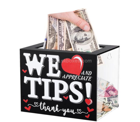 Custom acrylic tips jar for bartender