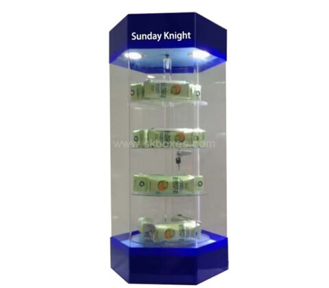 Custom acrylic supermarket hexagon LED showcase
