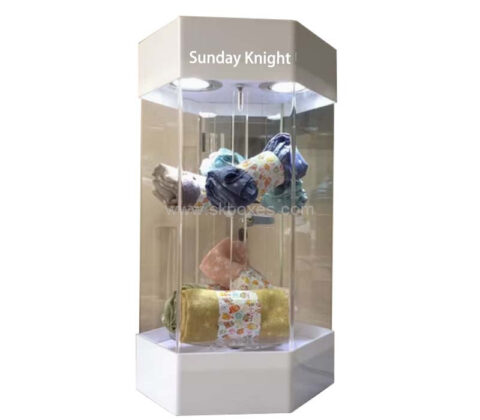 Custom acrylic retail shop hexagon LED showcase