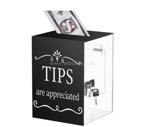 Custom acrylic tips collection box for bartender