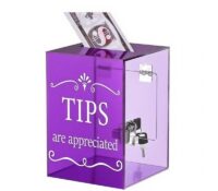 Custom acrylic countertop tips collection box BDB-397 Custom acrylic countertop tips collection box