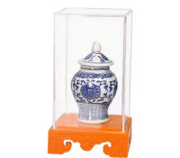 Custom acrylic ornaments display box with orange base