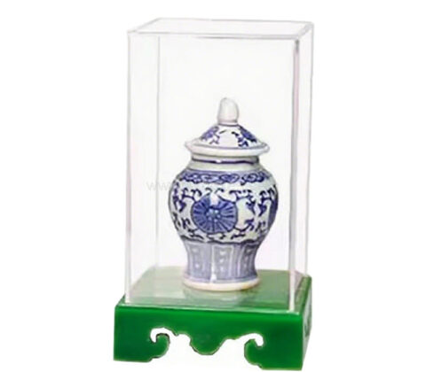Custom acrylic model display box with green base