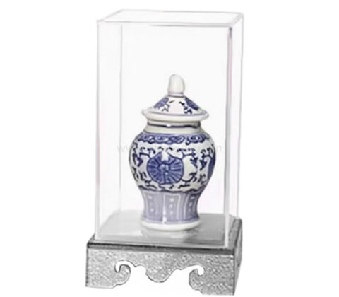 Custom acrylic collectibles display box with silver base