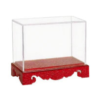 Custom acrylic retail displays showcase with red base