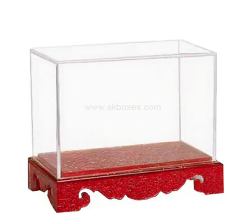 Custom acrylic retail displays showcase with red base
