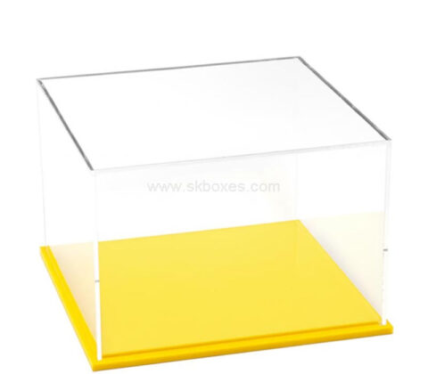 Custom acrylic hat display case with base